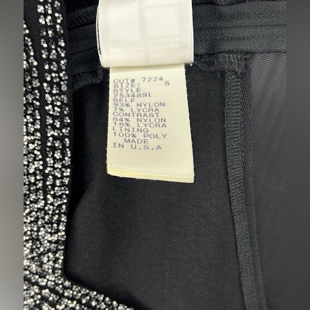 Women’s T by Tadashi Shoji Vintage 90s Black Silver Long Sleeve Maxi Dress Small - Picture 4 of 5